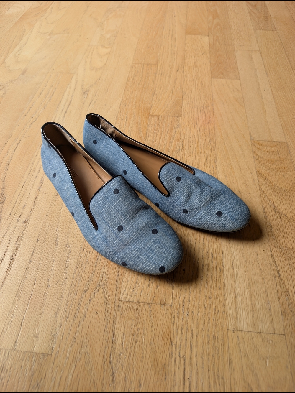 J. Crew Light Blue Polka Dot Slip-On Loafers